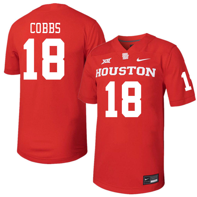 Houston Cougars #18 Joshua Cobbs College Football Jerseys Stitched Sale-Red